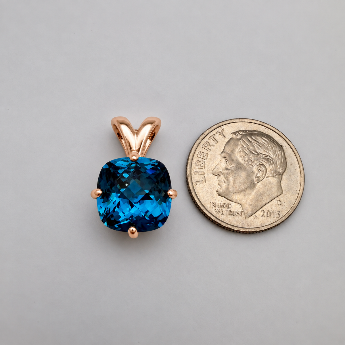 4ct London Blue Spinel Cushion Cut Pendant Necklace