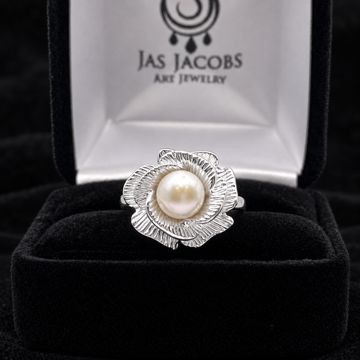 Freshwater Pearl Sculptural Floral Ring in Sterling Silver