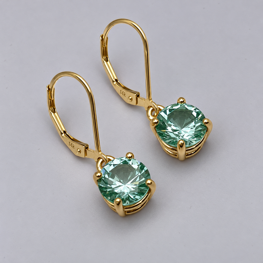 4ctw Mint Green Spinel Solitaire Leverback Earrings