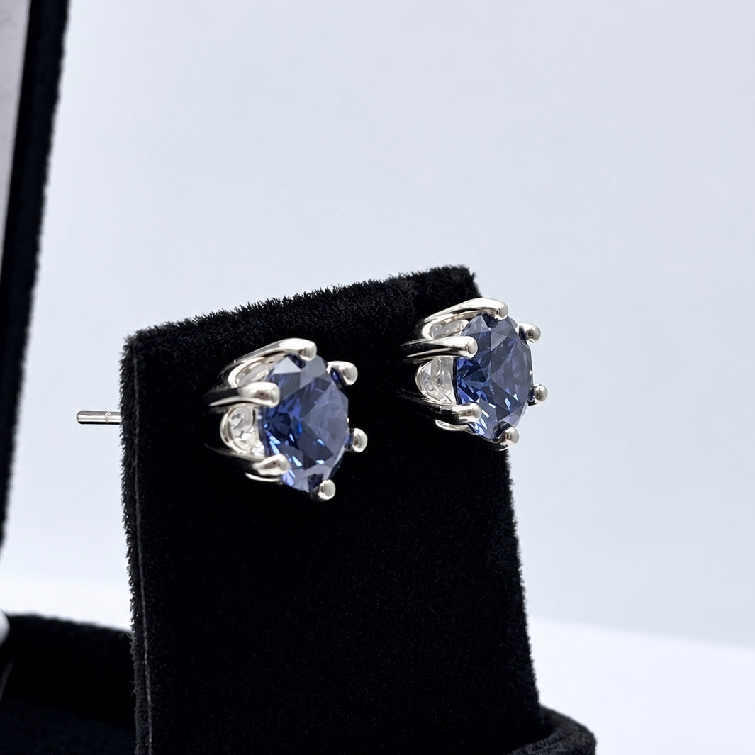 4ctw Round Tanzanite Six-Prong Stud Earrings