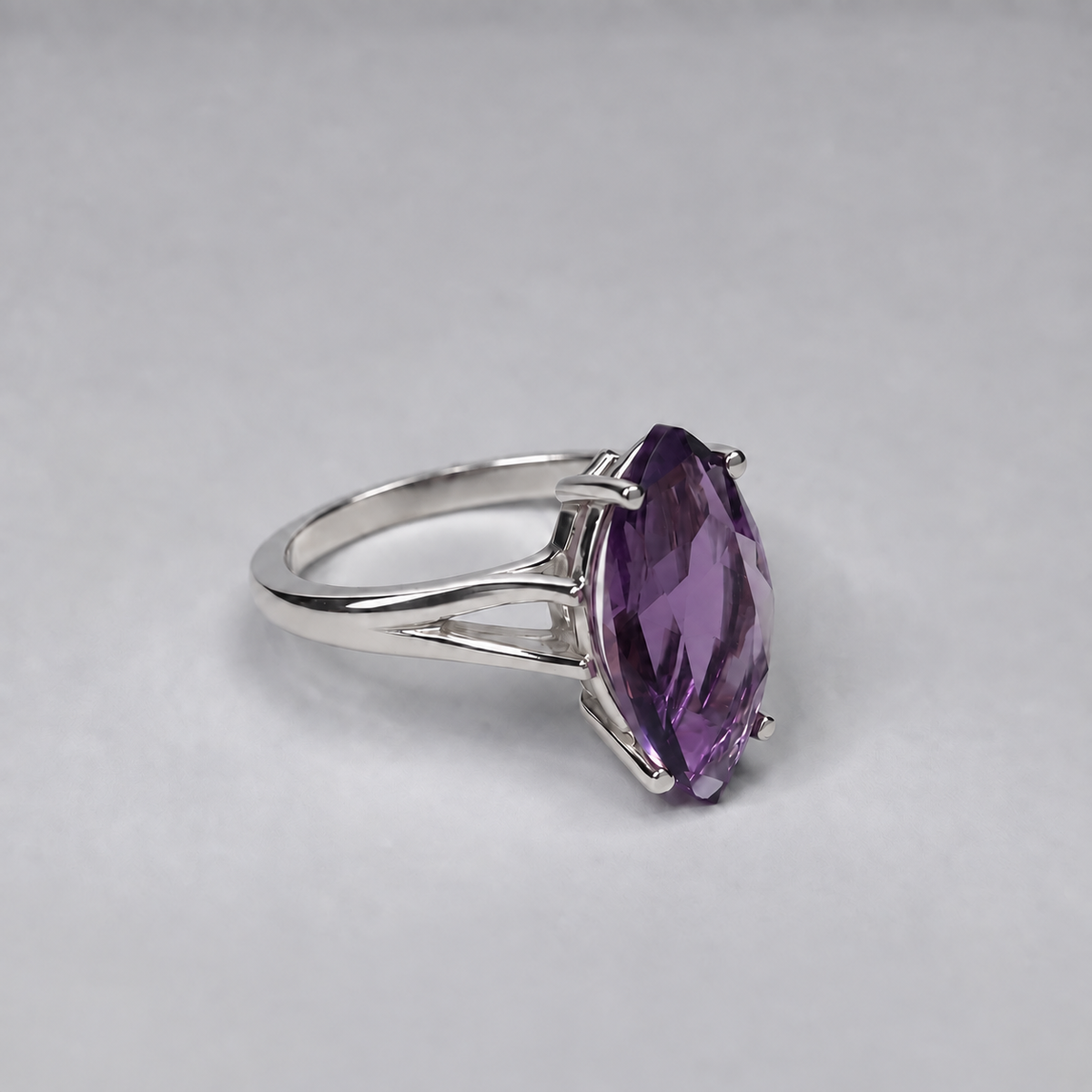 3ct Marquise Cut Amethyst Statement Ring