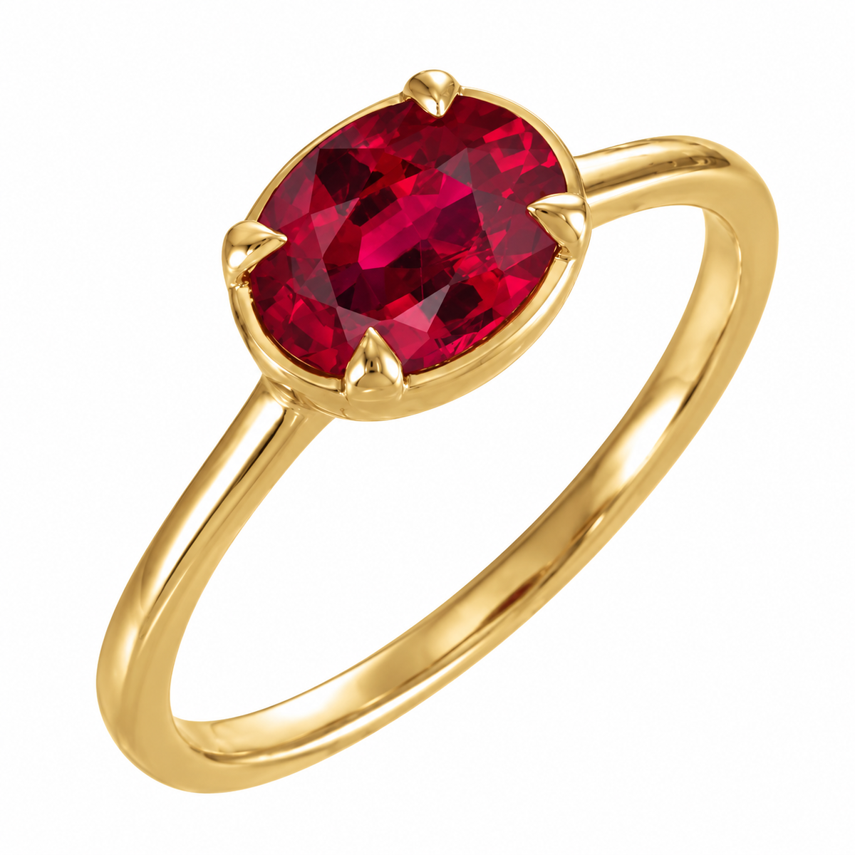 1.3ct Oval Lab-Grown Ruby Solitaire Ring – Modern Minimalist
