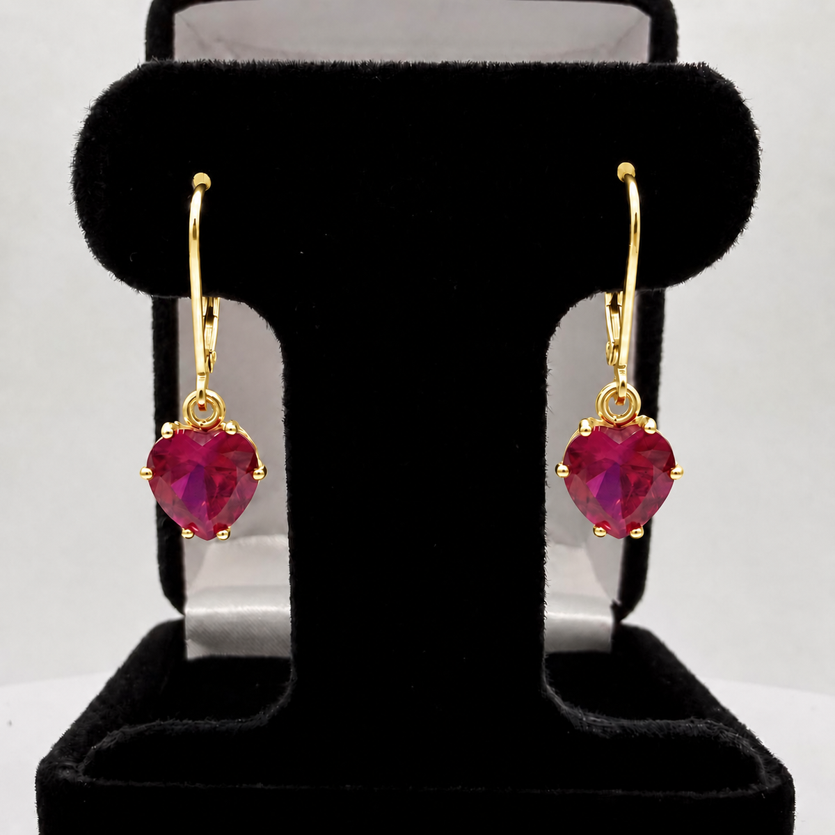 4ctw Heart Cut Ruby Dangle Earrings