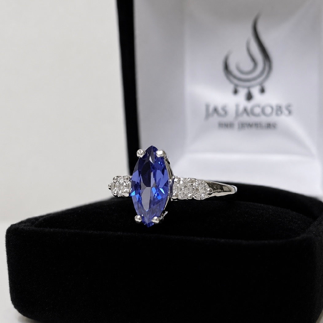 2.5ctw Marquise Tanzanite & White Sapphire Ring
