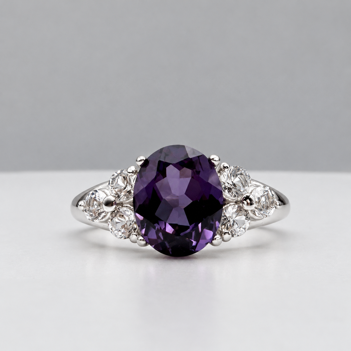3.78ctw Oval Alexandrite Sapphire & White Sapphire Cluster Ring