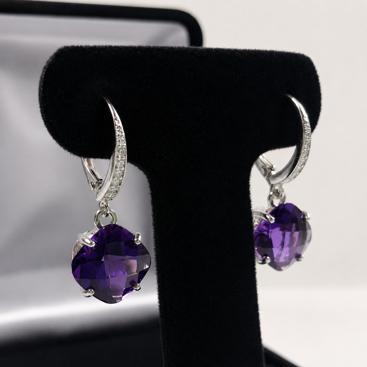 9ctw Cushion Cut Amethyst Earrings