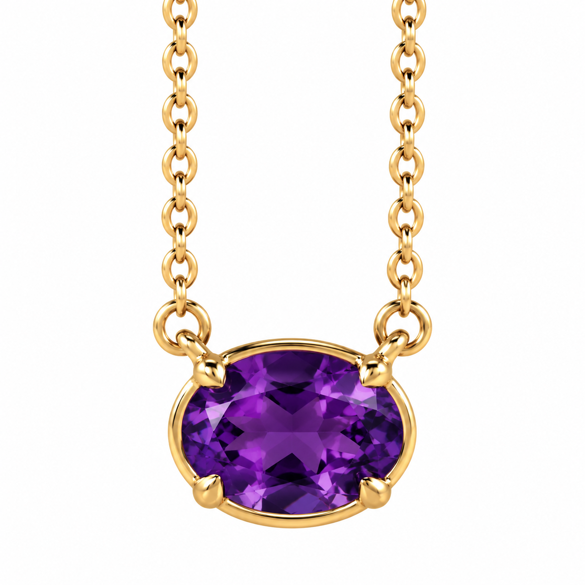 1.2ct Natural Oval Amethyst Necklace