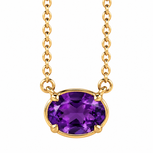 1.2ct Natural Oval Amethyst Necklace