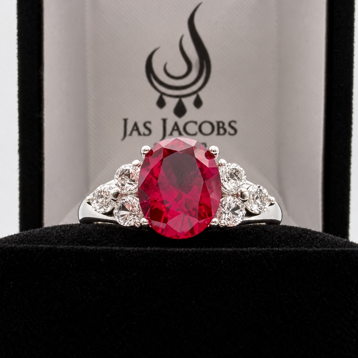 3.78ctw Oval Ruby & White Sapphire Ring – Victorian Inspired