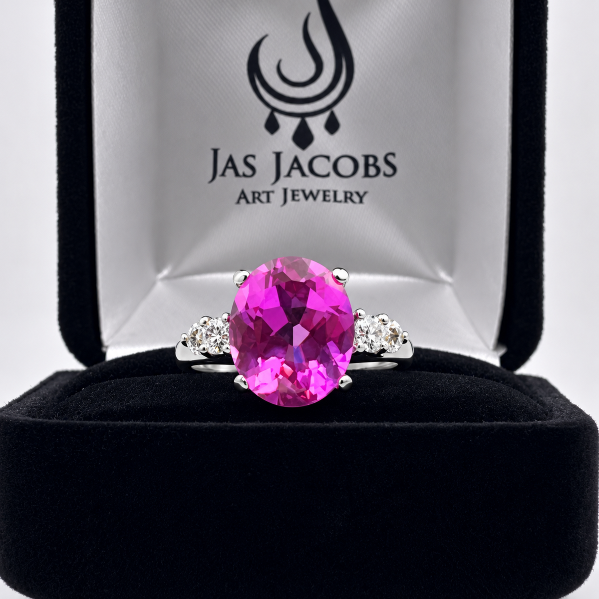 5.6ctw Oval Pink Sapphire & White Sapphire Statement Ring