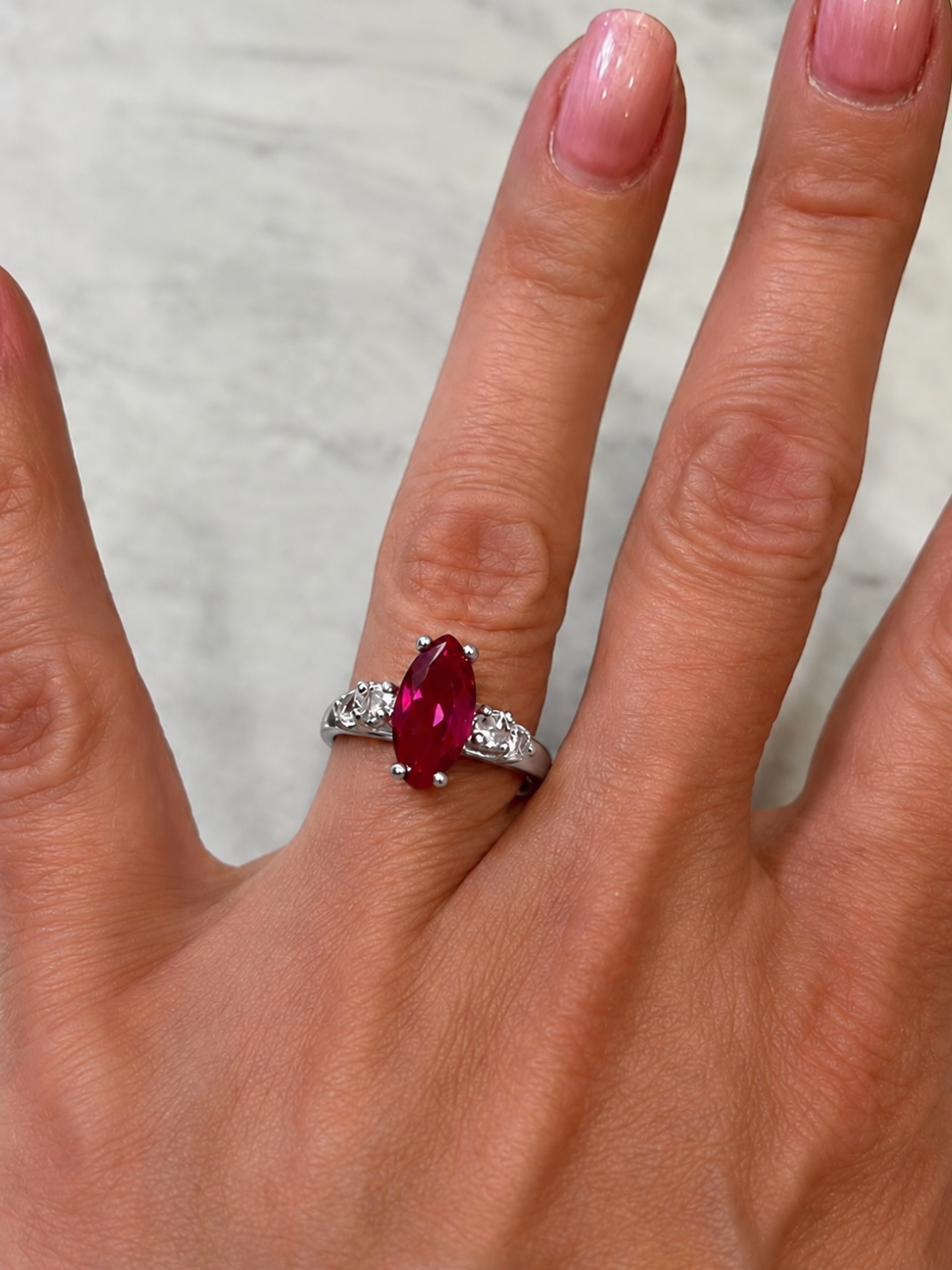 2.5ctw Marquise Cut Ruby & White Sapphire Ring