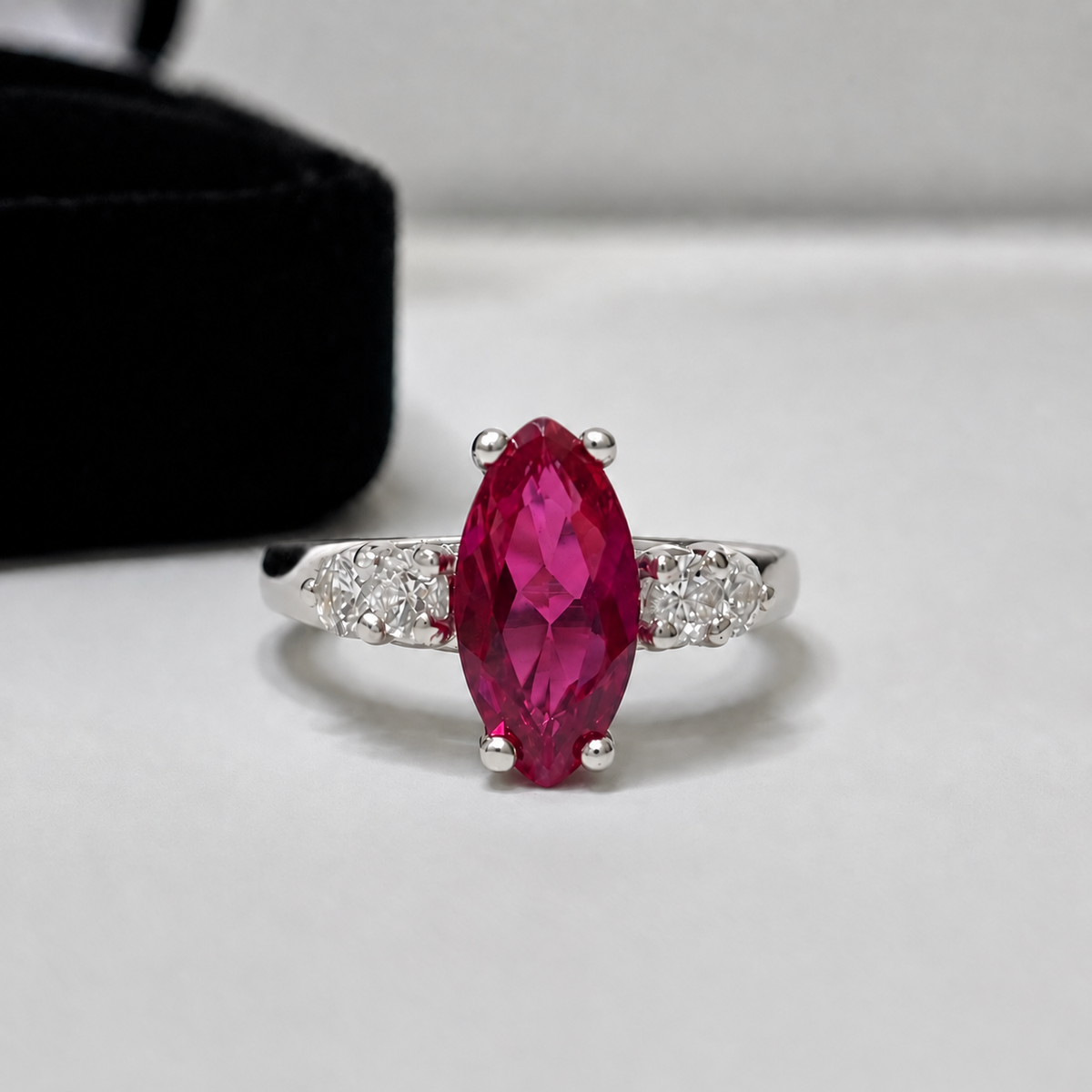 2.5ctw Marquise Cut Ruby & White Sapphire Ring