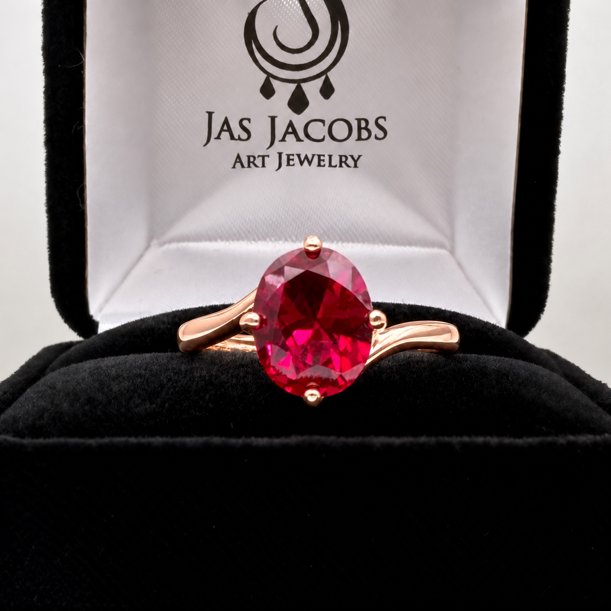 3ct Oval Cut Ruby Bypass-Inspired Solitaire Ring