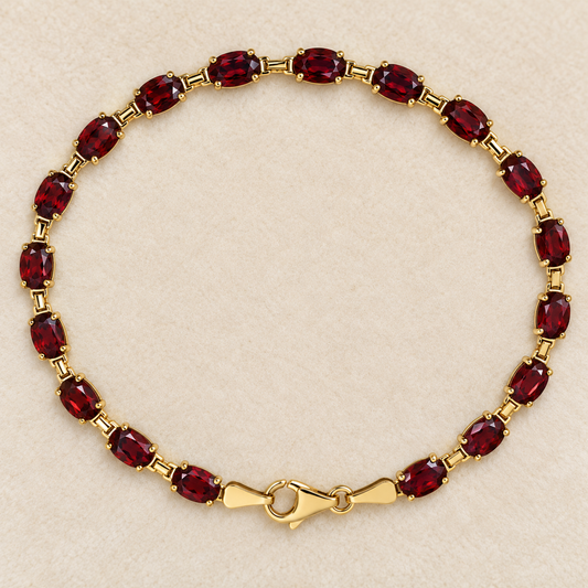 7ctw Oval Cut Mozambique Garnet Tennis Bracelet