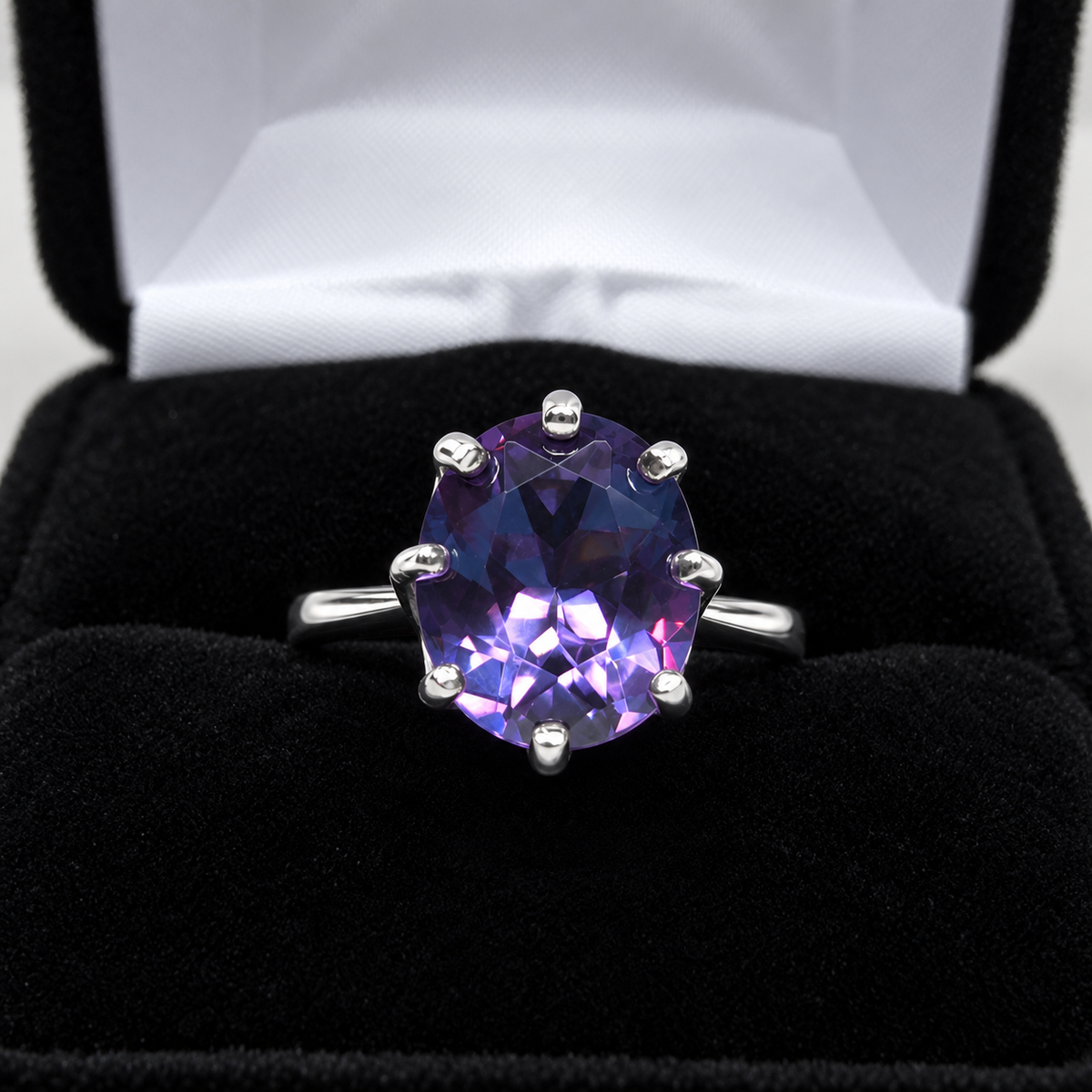 5ct Oval Alexandrite Sapphire Ring – Art Deco Inspired 8 Prong Setting