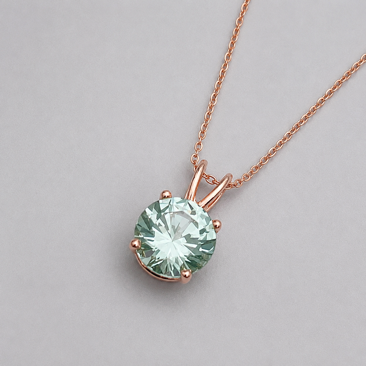 2CT Ice Green Spinel Pendant Necklace | Round Cut Solitaire | Mint Green Gemstone Necklace