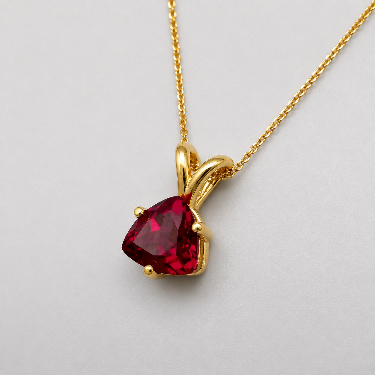 1.5ct Trillion Cut Ruby Solitaire Pendant Necklace