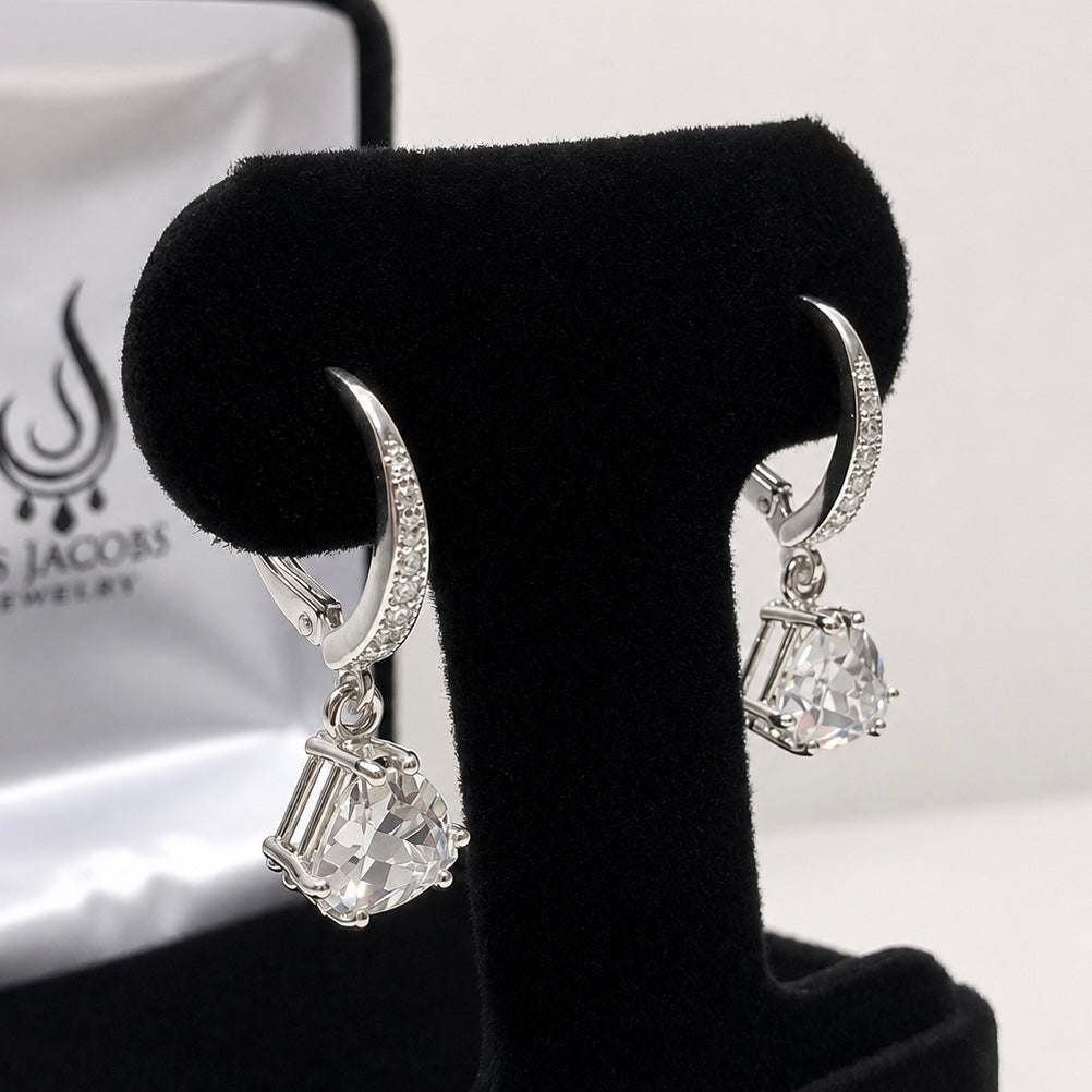 4 CTW White Topaz Trillion Drop Earrings