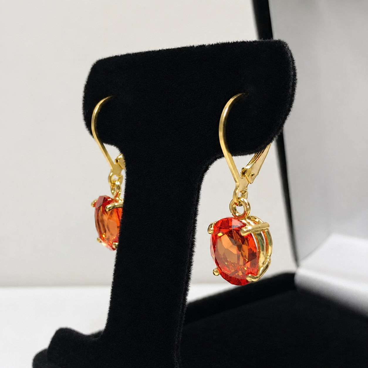 6ctw Oval Cut Orange Padparadscha Sapphire Leverback Earrings