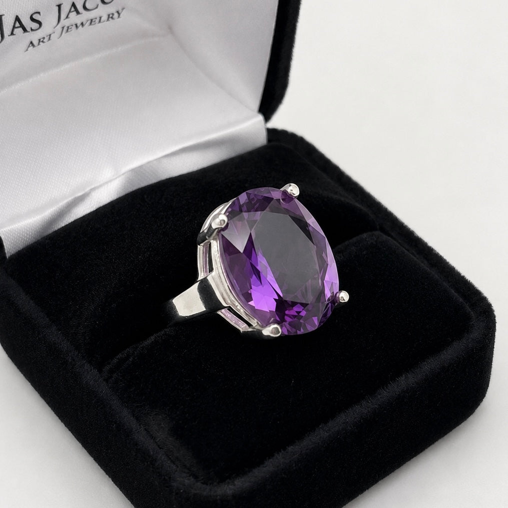 11.5ct Oval Cut Amethyst Statement Ring