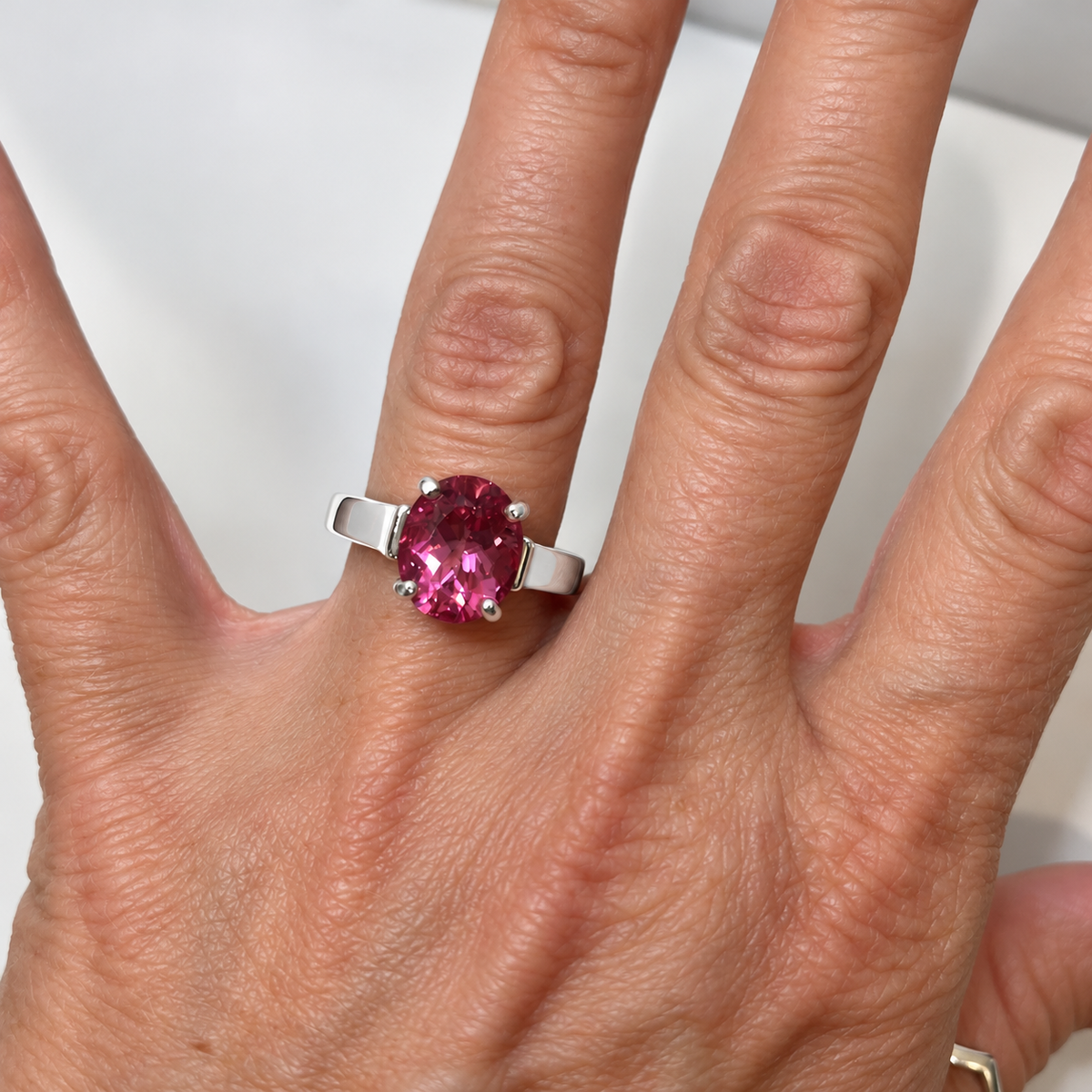 4ct Passion Pink Topaz Wide Band Ring