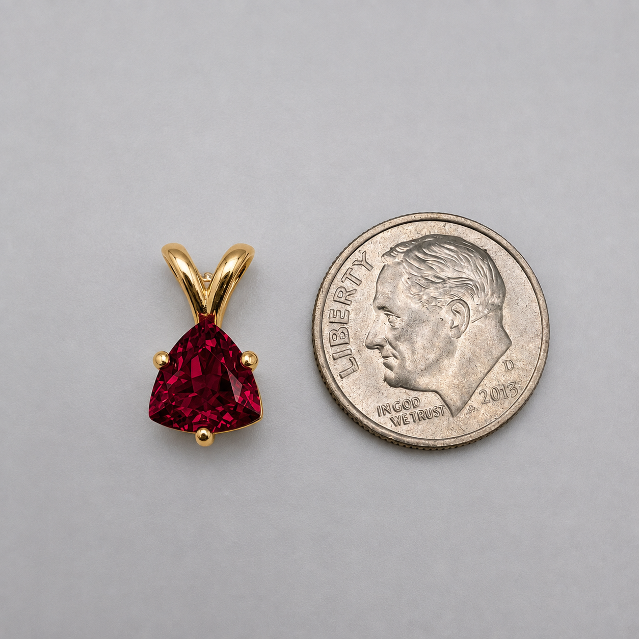 1.5ct Trillion Cut Ruby Solitaire Pendant Necklace