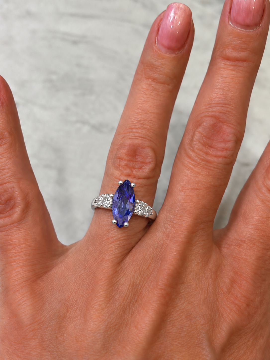2.5ctw Marquise Tanzanite & White Sapphire Ring