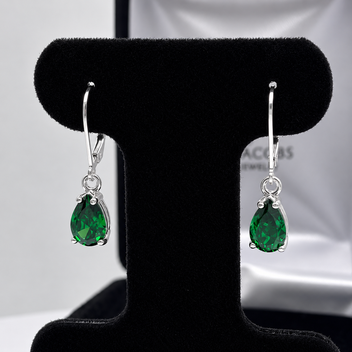 3ctw Pear Cut Emerald Drop Earrings | Solid Gold