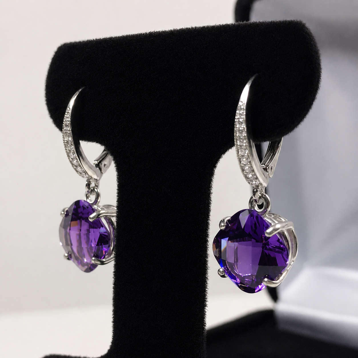 9ctw Cushion Cut Amethyst Earrings