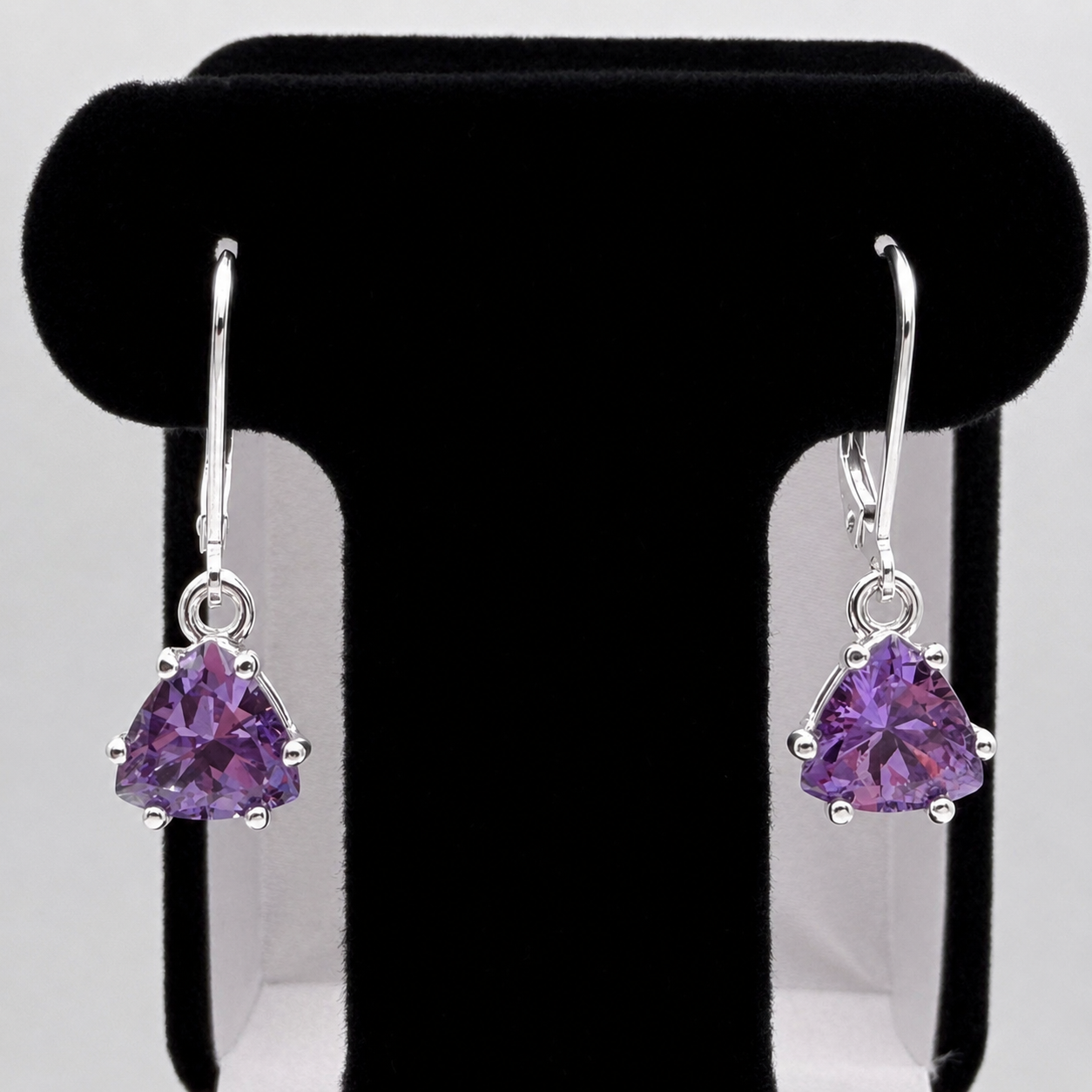 4 CTW Trillion Cut Sapphire Alexandrite Earrings