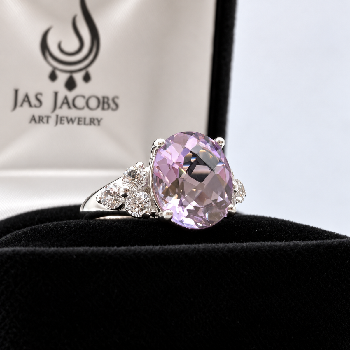 Rose de France Amethyst Ring with White Sapphire Accents