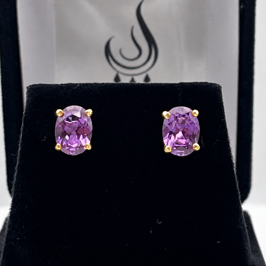 3ctw Color Change Alexandrite Sapphire Oval Stud Earrings
