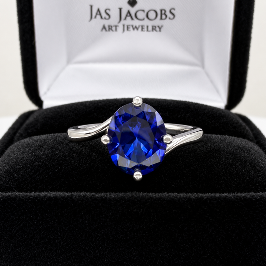 3ct Oval Sapphire Solitaire bypass Ring