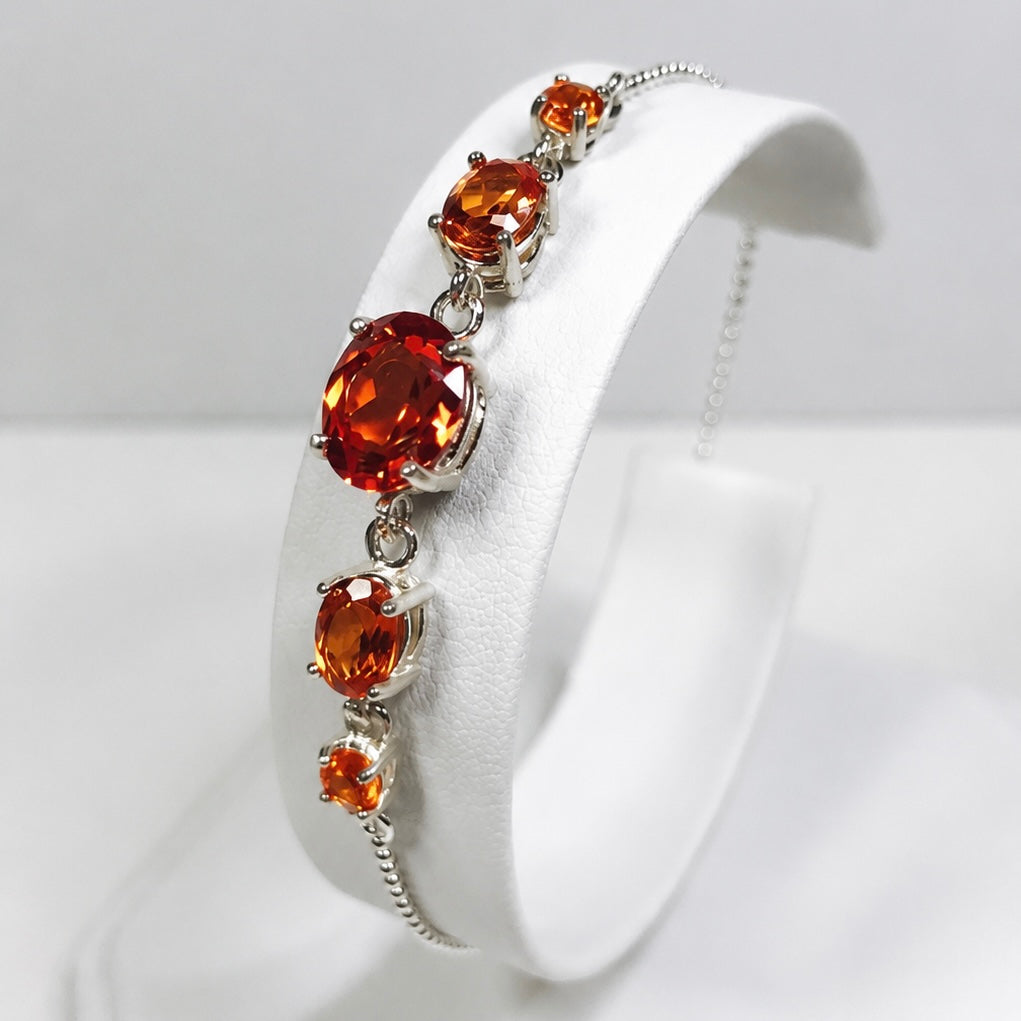 5.8 CTW Orange Padparadscha Sapphire Adjustable Bolo Bracelet