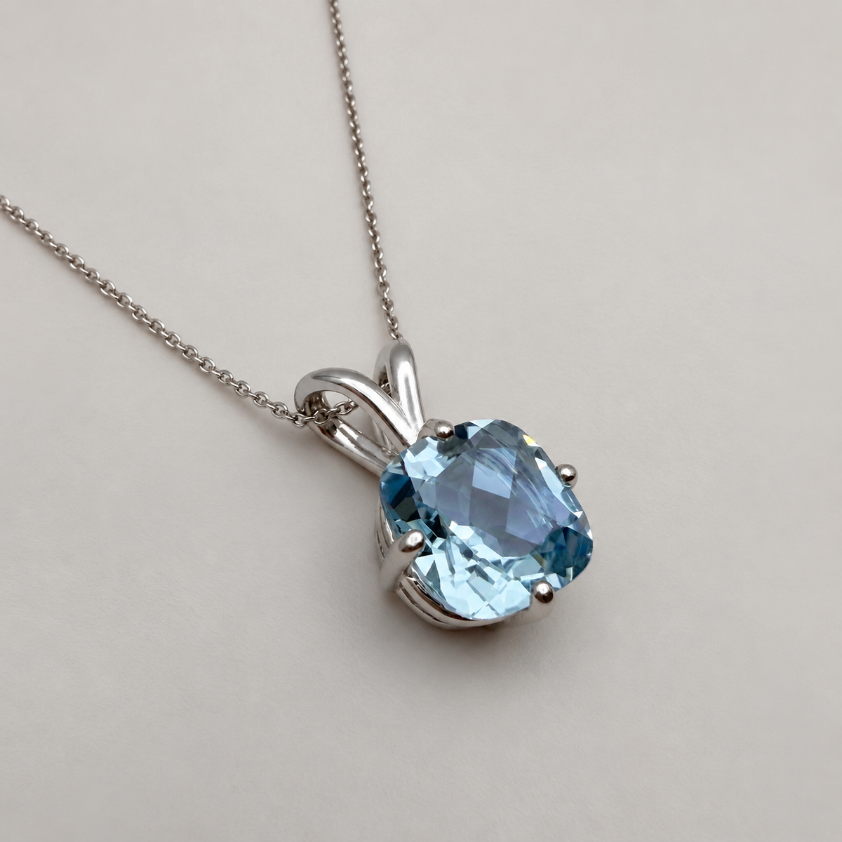2.5ct Checkerboard Cushion Sky Blue Topaz Pendant Necklace
