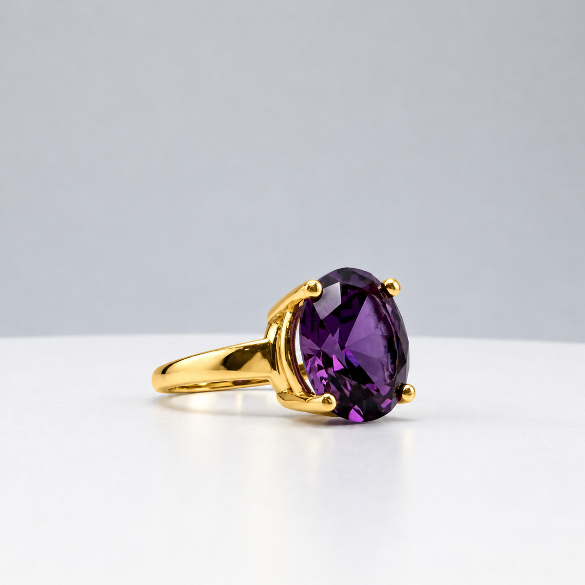 5ct Oval Color Change Alexandrite Sapphire Solitaire Ring