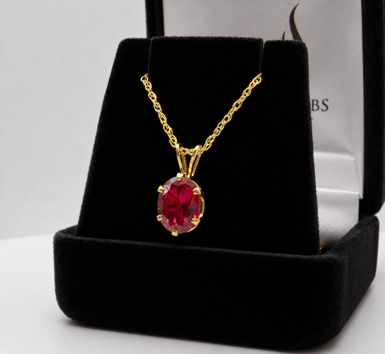 2ct Oval Cut Ruby Necklace Solitaire Pendant