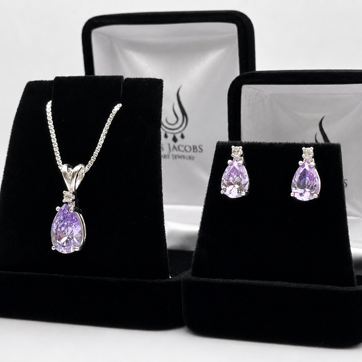 11ctw Pear Cut Lavender Cubic Zirconia Jewelry Set | White Sapphire Accents