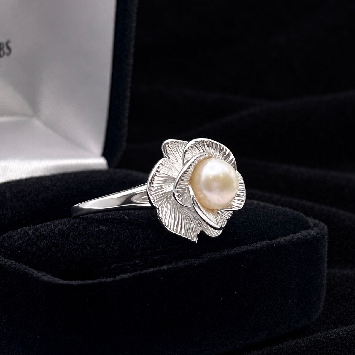Freshwater Pearl Sculptural Floral Ring in Sterling Silver