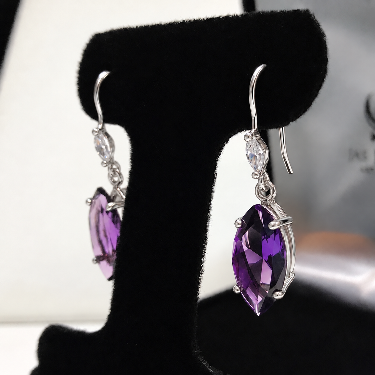 6.7ctw Marquise Amethyst Drop Earrings