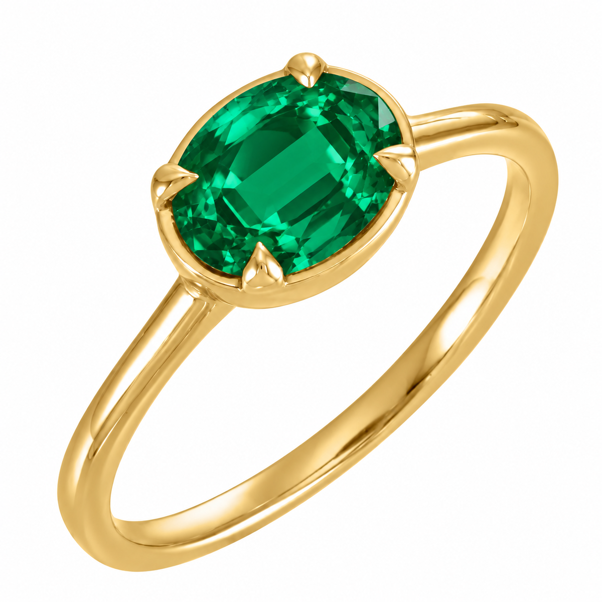 1.12ct Oval Lab Grown Emerald Solitaire Ring – Modern Minimalist