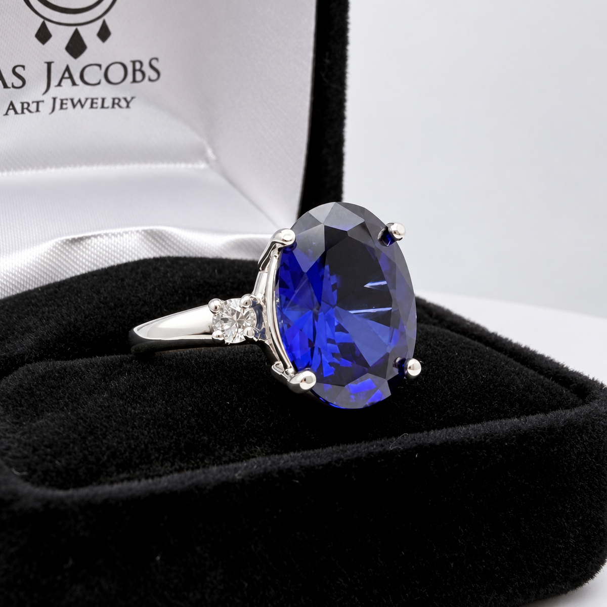 7.26ctw Oval Blue Sapphire & Diamond Ring