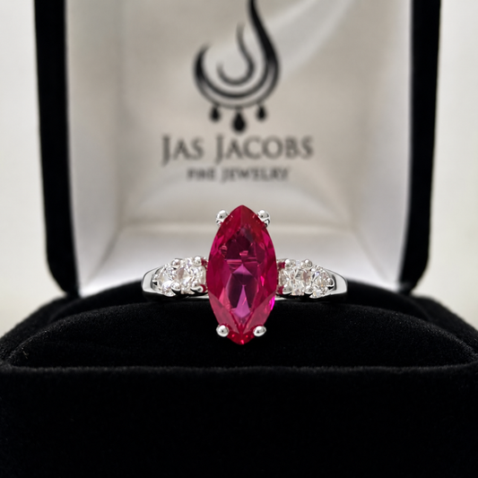 2.5ctw Marquise Cut Ruby & White Sapphire Ring