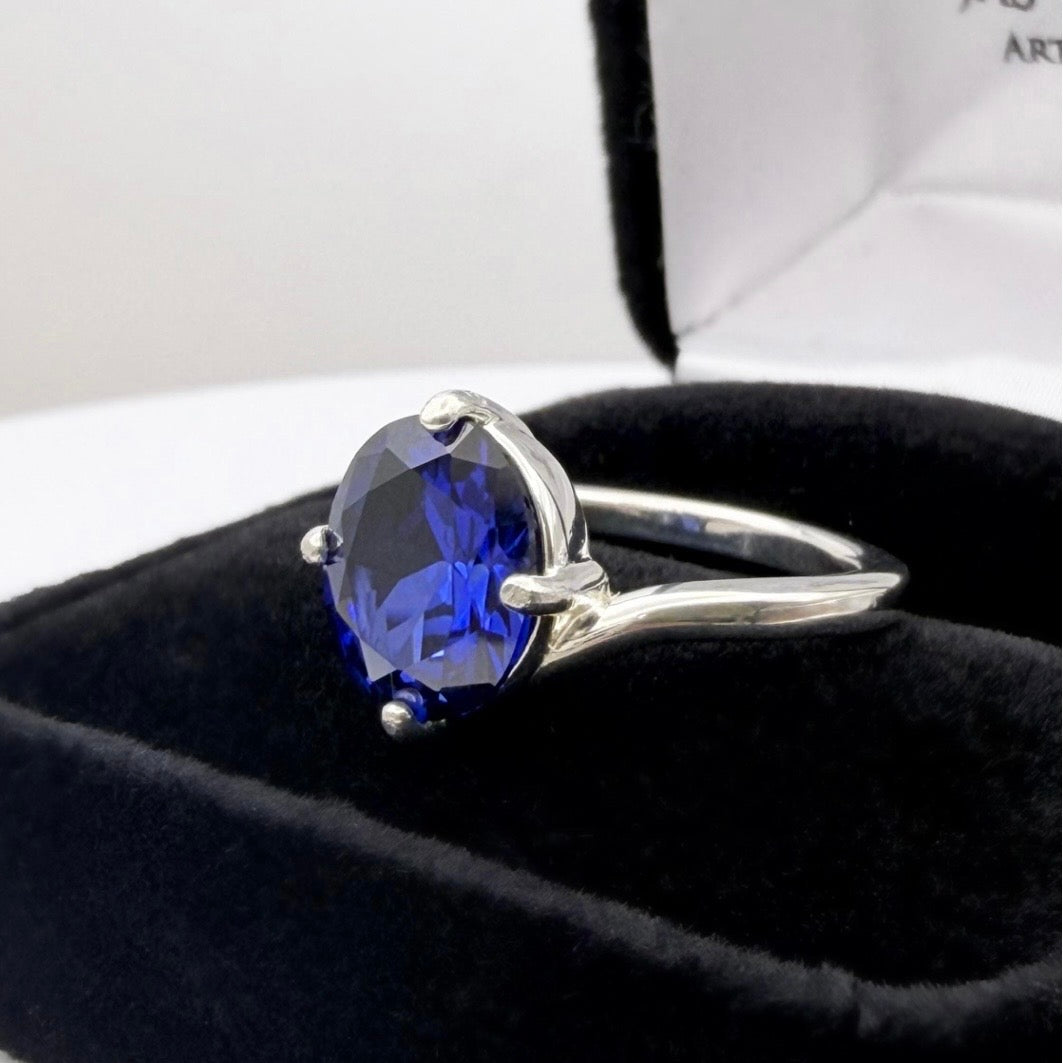 3ct Oval Sapphire Solitaire bypass Ring