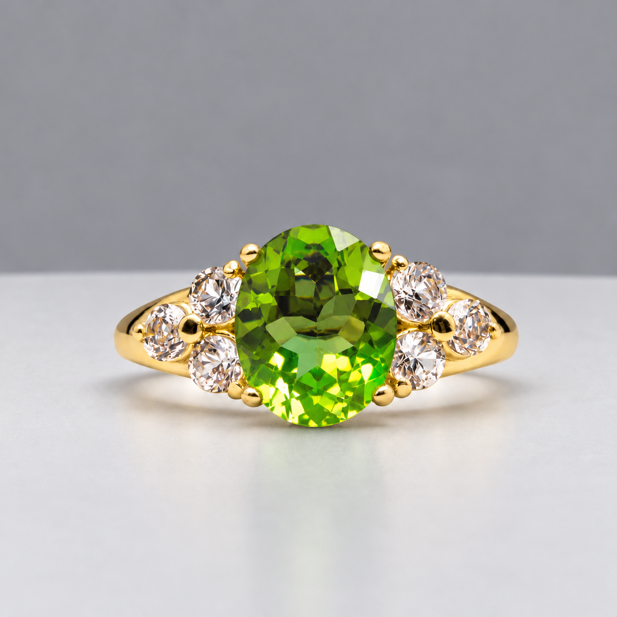 2.84ctw Oval Arizona Peridot & Diamond Ring