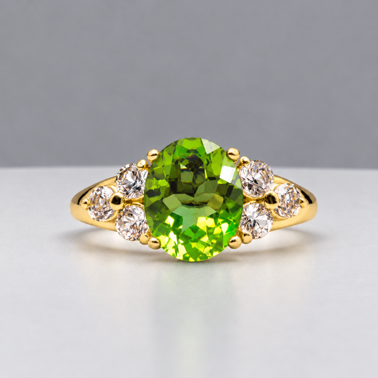 2.84ctw Oval Arizona Peridot & Diamond Ring