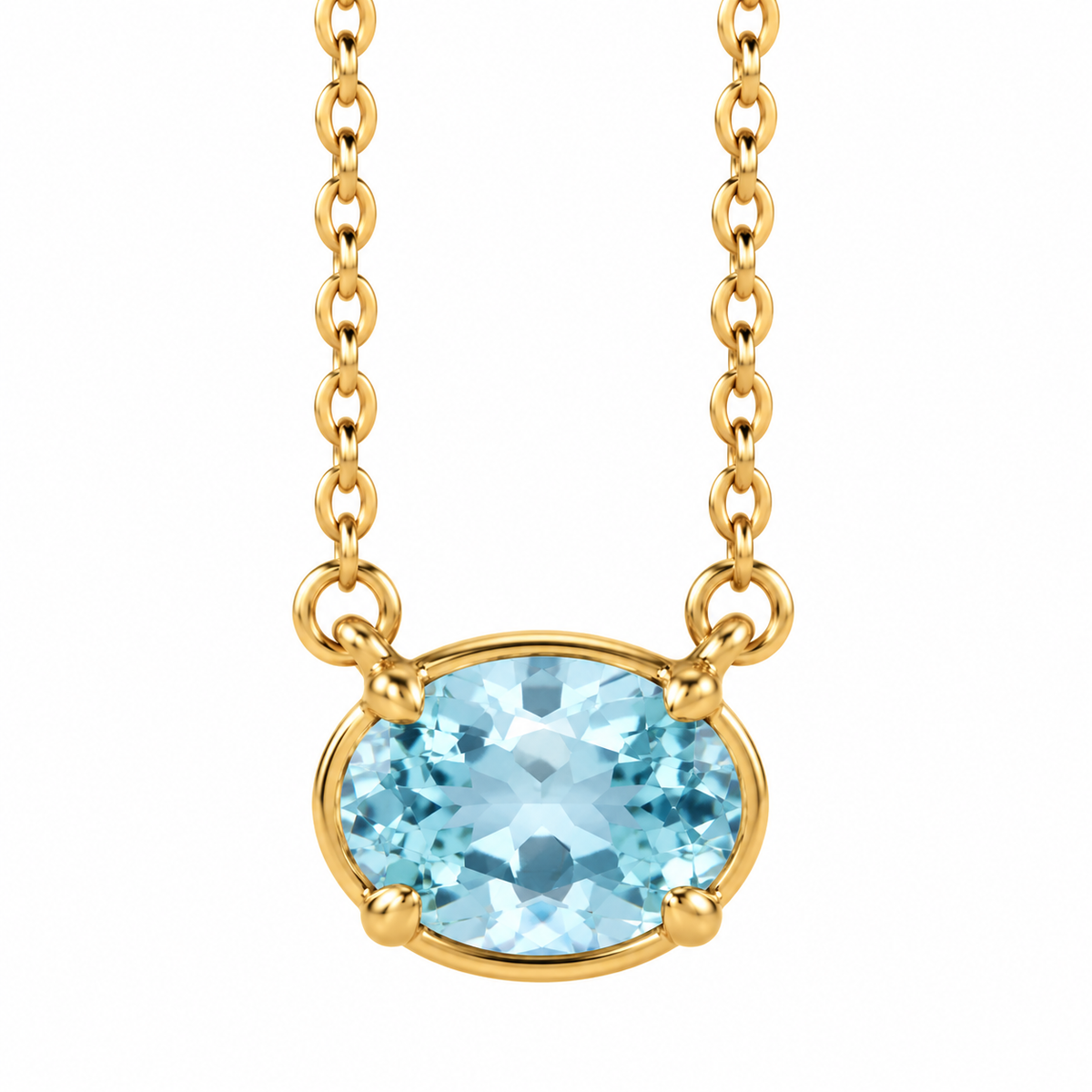 1.12ct Oval Aquamarine Necklace
