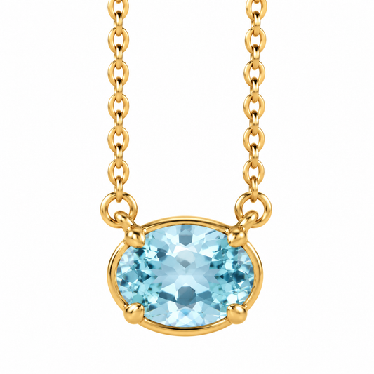 1.12ct Oval Aquamarine Necklace