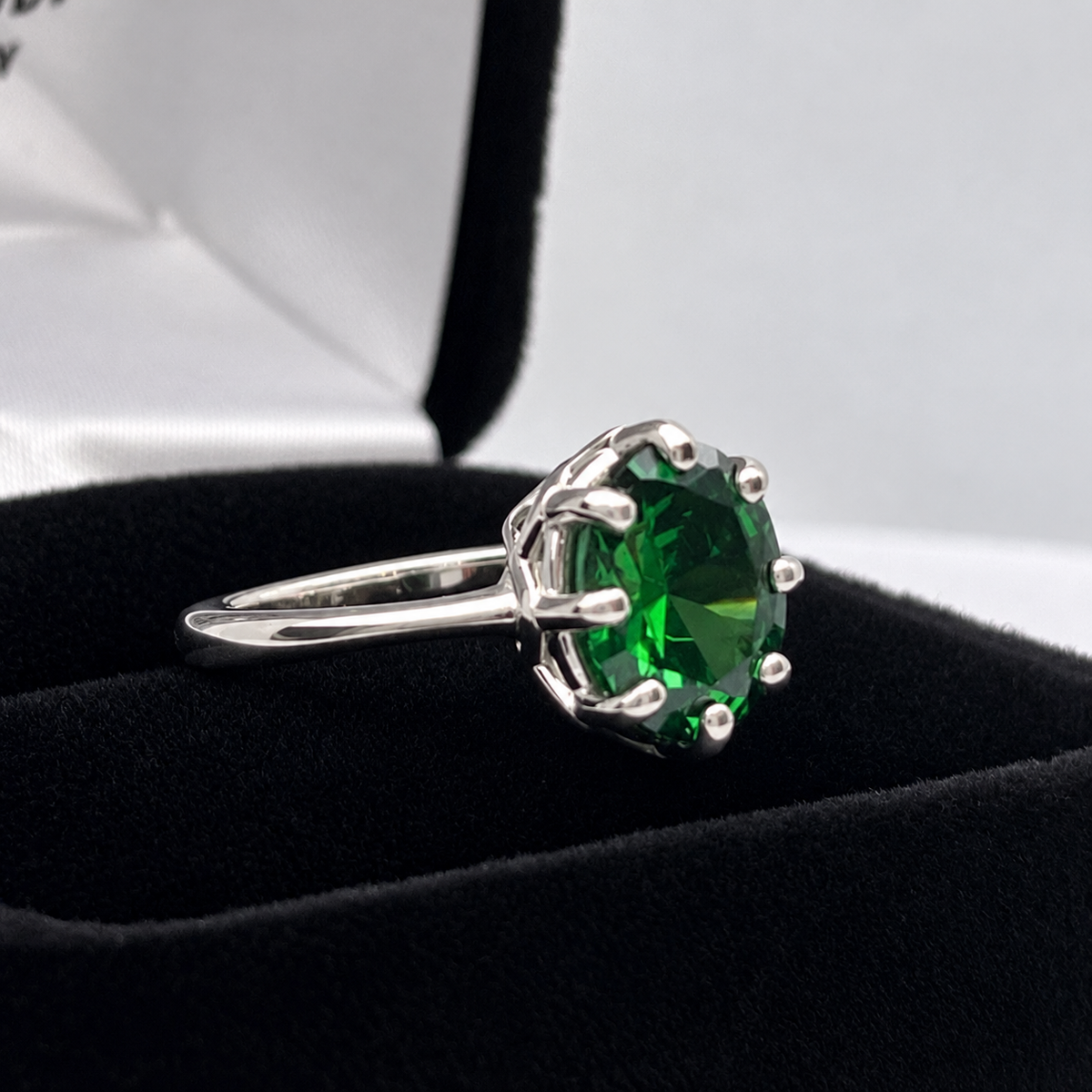 2.5ct Oval Simulated Emerald Ring – Art Deco Inspired