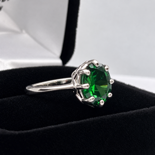 2.5ct Oval Simulated Emerald Ring – Art Deco Inspired